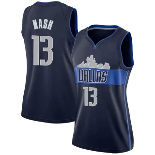 Women's Steve Nash Dallas Mavericks Navy Swingman Jersey - Statement Edition