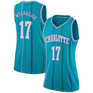 Women's Svi Mykhailiuk Charlotte Hornets Aqua Swingman Jordan Brand Hardwood Classics Jersey
