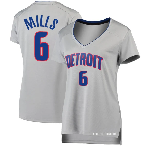 Women's Terry Mills Detroit Pistons Fast Break Silver Jersey - Statement Edition
