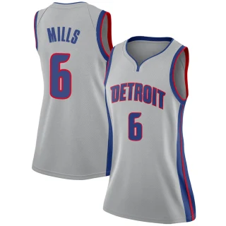 Women's Terry Mills Detroit Pistons Swingman Silver Jersey - Statement Edition