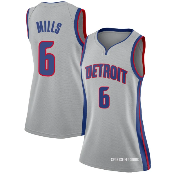 Women's Terry Mills Detroit Pistons Swingman Silver Jersey - Statement Edition