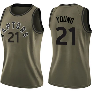 Women's Thaddeus Young Toronto Raptors Green Swingman Salute to Service Jersey