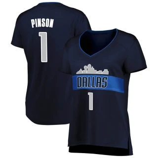 Women's Theo Pinson Dallas Mavericks Navy Fast Break Jersey - Statement Edition