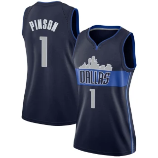 Women's Theo Pinson Dallas Mavericks Navy Swingman Jersey - Statement Edition