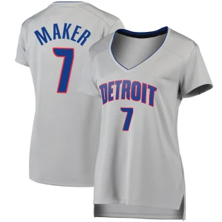 Women's Thon Maker Detroit Pistons Fast Break Silver Jersey - Statement Edition