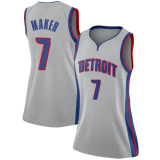 Women's Thon Maker Detroit Pistons Swingman Silver Jersey - Statement Edition