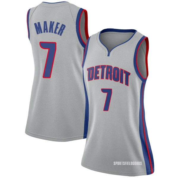 Women's Thon Maker Detroit Pistons Swingman Silver Jersey - Statement Edition