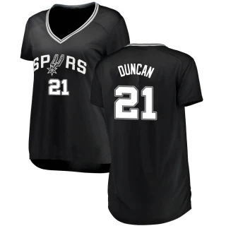Women's Tim Duncan San Antonio Spurs Black Fast Break Jersey - Icon Edition