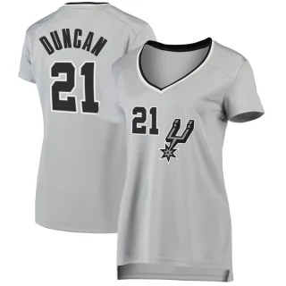 Women's Tim Duncan San Antonio Spurs Fast Break Silver Jersey - Statement Edition