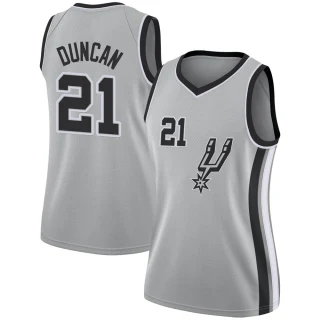 Women's Tim Duncan San Antonio Spurs Swingman Silver Jersey - Statement Edition