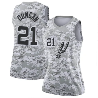 Women's Tim Duncan San Antonio Spurs White Swingman 2018/19 Jersey - Earned Edition