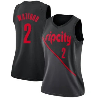 Women's Trendon Watford Portland Trail Blazers Black Swingman 2018/19 Jersey - City Edition