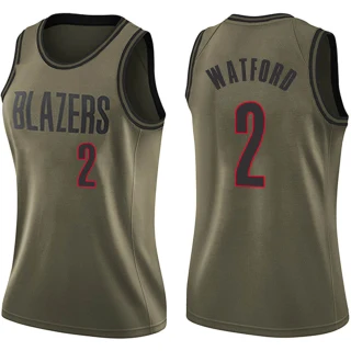 Women's Trendon Watford Portland Trail Blazers Green Swingman Salute to Service Jersey