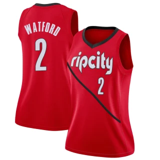 Women's Trendon Watford Portland Trail Blazers Red Swingman 2018/19 Jersey - Earned Edition