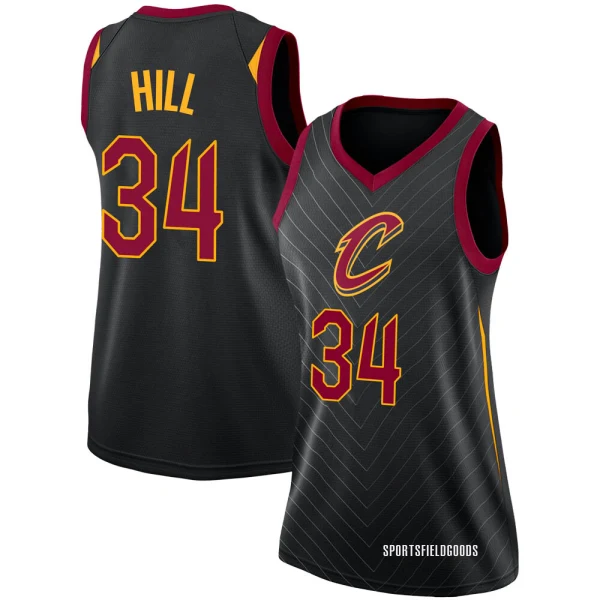 Women's Tyrone Hill Cleveland Cavaliers Black Swingman Jersey - Statement Edition