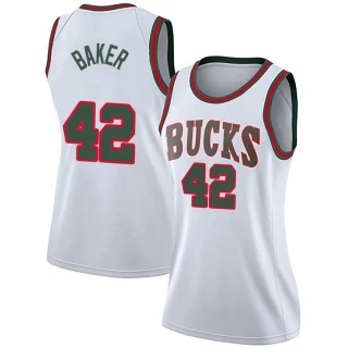 Women's Vin Baker Milwaukee Bucks White Swingman Fashion Hardwood Classics Jersey