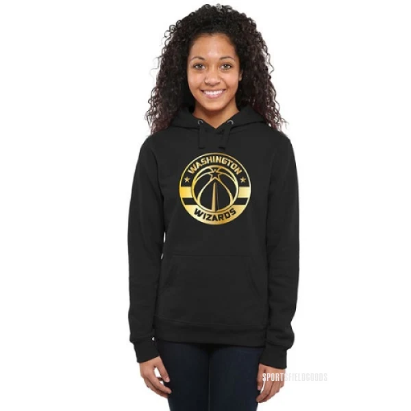 Women's Washington Wizards Gold Collection Ladies Pullover Hoodie - Black