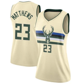 Women's Wesley Matthews Milwaukee Bucks Cream Swingman Jersey - City Edition
