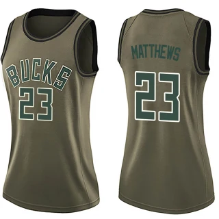 Women's Wesley Matthews Milwaukee Bucks Green Swingman Salute to Service Jersey