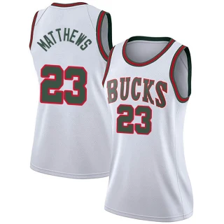 Women's Wesley Matthews Milwaukee Bucks White Swingman Fashion Hardwood Classics Jersey