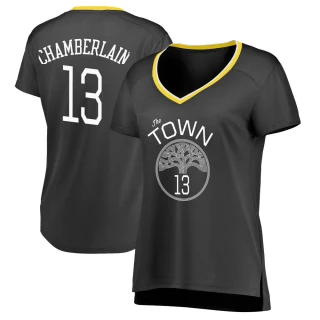 Women's Wilt Chamberlain Golden State Warriors Gold Swingman Black Jersey - Statement Edition