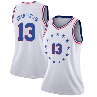 Women's Wilt Chamberlain Philadelphia 76ers White Swingman 2018/19 Jersey - Earned Edition