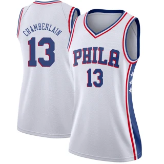 Women's Wilt Chamberlain Philadelphia 76ers White Swingman Jersey - Association Edition