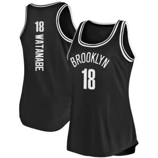 Women's Yuta Watanabe Brooklyn Nets Black Fast Break Tank Jersey - Icon Edition