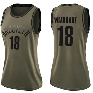 Women's Yuta Watanabe Brooklyn Nets Green Swingman Salute to Service Jersey
