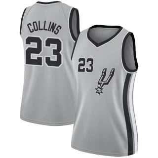 Women's Zach Collins San Antonio Spurs Swingman Silver Jersey - Statement Edition