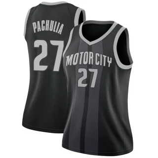 Women's Zaza Pachulia Detroit Pistons Black Swingman 2018/19 Jersey - City Edition