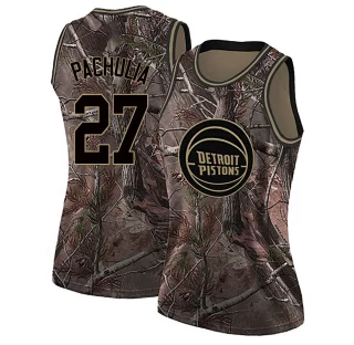 Women's Zaza Pachulia Detroit Pistons Camo Swingman Realtree Collection Jersey