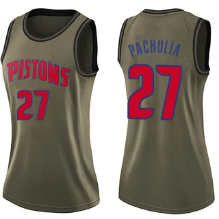 Women's Zaza Pachulia Detroit Pistons Green Swingman Salute to Service Jersey