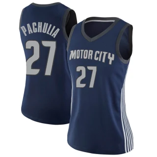 Women's Zaza Pachulia Detroit Pistons Navy Swingman Jersey - City Edition