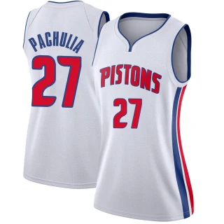 Women's Zaza Pachulia Detroit Pistons White Swingman Jersey - Association Edition