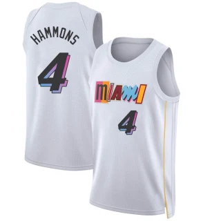 Youth A.J. Hammons Miami Heat White Swingman 2022/23 City Edition Jersey