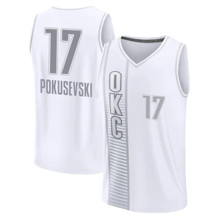 Youth Aleksej Pokusevski Oklahoma City Thunder White Fast Break 2021/22 Replica City Edition Jersey