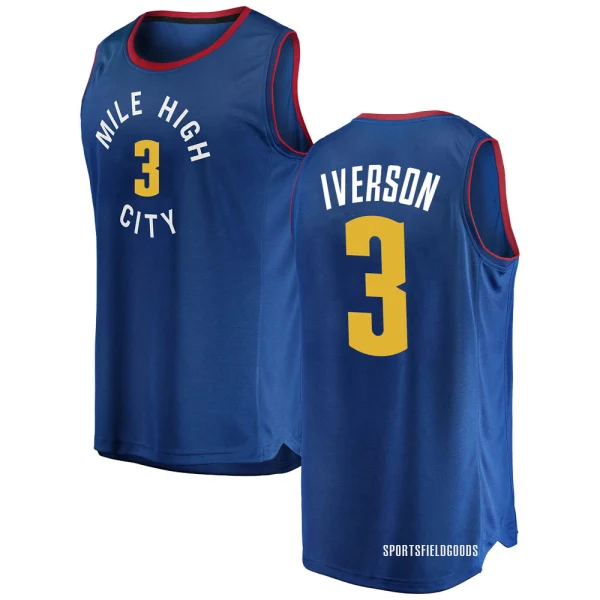 Youth Allen Iverson Denver Nuggets Blue Fast Break 2018/19 Jersey - Statement Edition