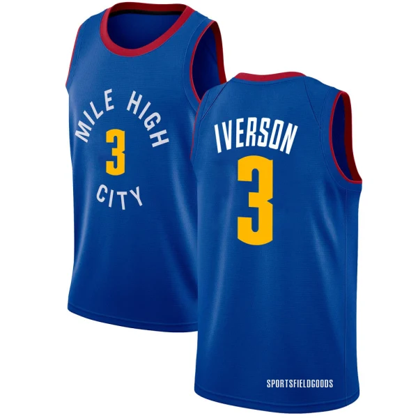 Youth Allen Iverson Denver Nuggets Blue Swingman Jersey - Statement Edition
