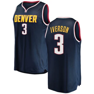 Youth Allen Iverson Denver Nuggets Navy Fast Break 2018/19 Jersey - Icon Edition