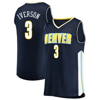 Youth Allen Iverson Denver Nuggets Navy Fast Break Jersey - Icon Edition
