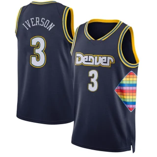 Youth Allen Iverson Denver Nuggets Navy Swingman 2021/22 City Edition Jersey