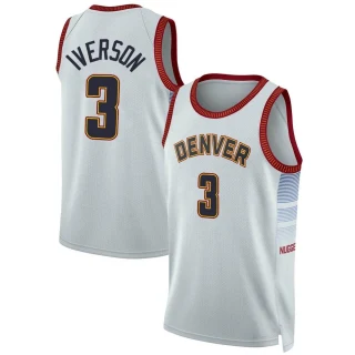 Youth Allen Iverson Denver Nuggets Swingman Silver 2022/23 City Edition Jersey