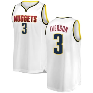 Youth Allen Iverson Denver Nuggets White Fast Break 2018/19 Jersey - Association Edition