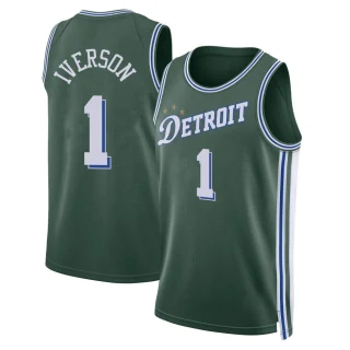 Youth Allen Iverson Detroit Pistons Green Swingman 2022/23 City Edition Jersey