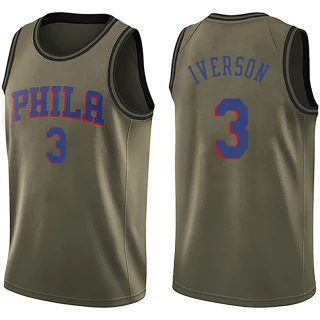 Youth Allen Iverson Philadelphia 76ers Green Swingman Salute to Service Jersey