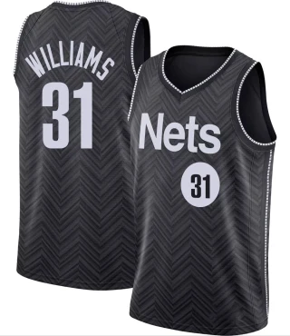 Youth Alondes Williams Brooklyn Nets Black Swingman 2020/21 Jersey - Earned Edition