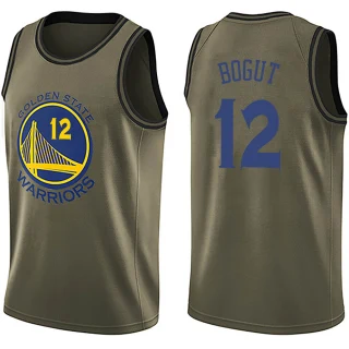 Youth Andrew Bogut Golden State Warriors Gold Swingman Green Salute to Service Jersey