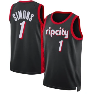 Youth Anfernee Simons Portland Trail Blazers Black Swingman 2021/22 Jersey - City Edition