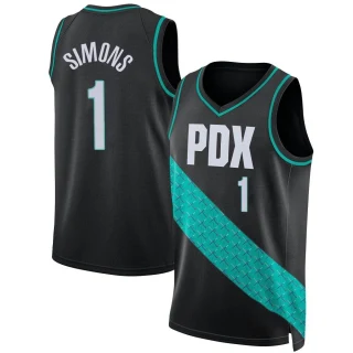 Youth Anfernee Simons Portland Trail Blazers Black Swingman 2022/23 City Edition Jersey